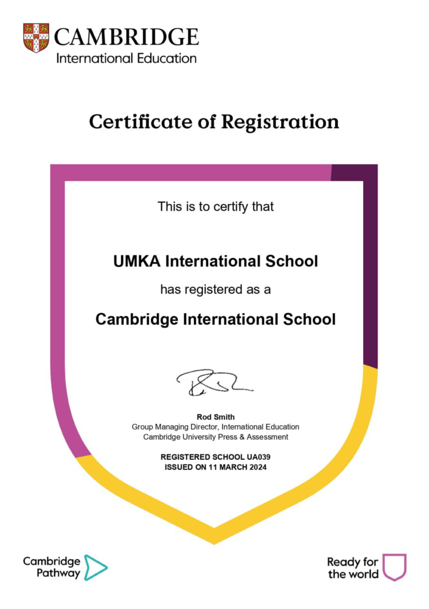 Cambridge International Certificate